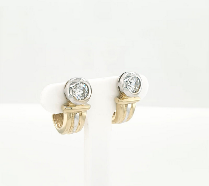 Schöne Ohrstecker Gelbgold Weißgold 333/8kt Zirkonia