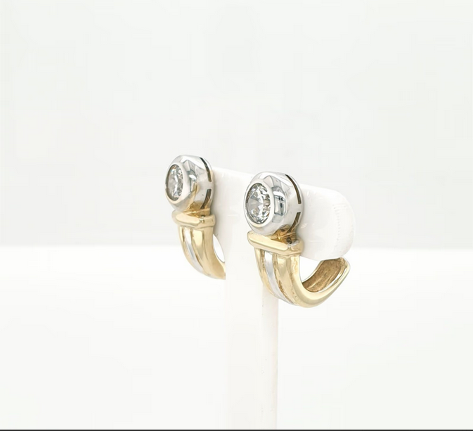 Schöne Ohrstecker Gelbgold Weißgold 333/8kt Zirkonia