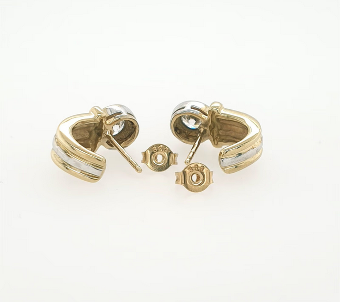 Schöne Ohrstecker Gelbgold Weißgold 333/8kt Zirkonia