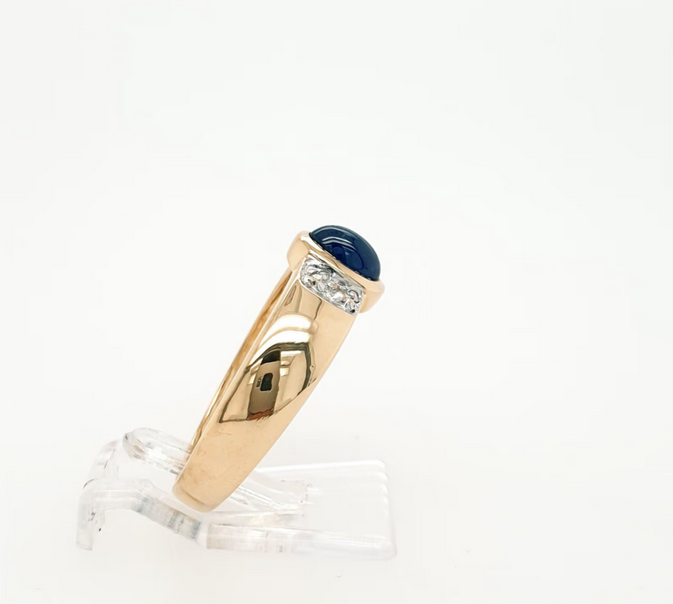 Bandring Gelbgold 585/14kt dunkelblauer Saphir Diamanten Gr. 57
