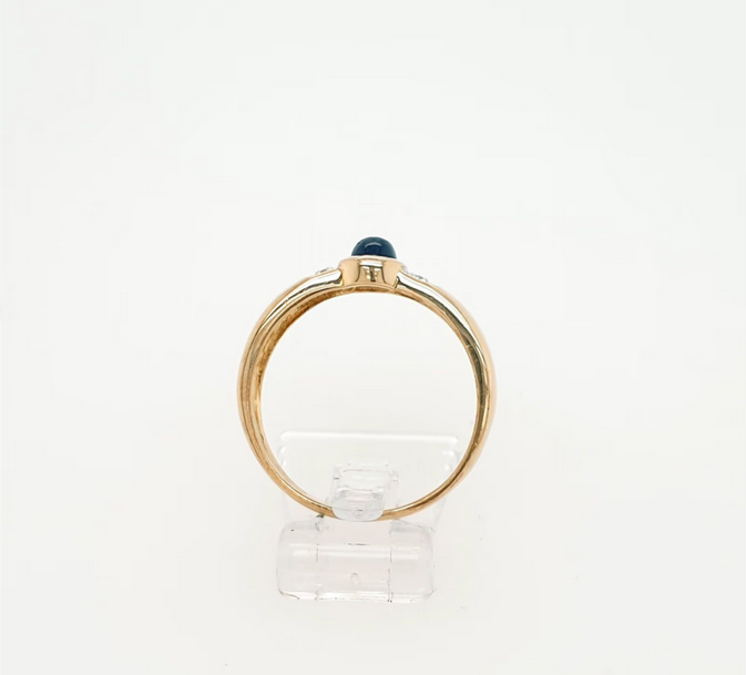 Bandring Gelbgold 585/14kt dunkelblauer Saphir Diamanten Gr. 57