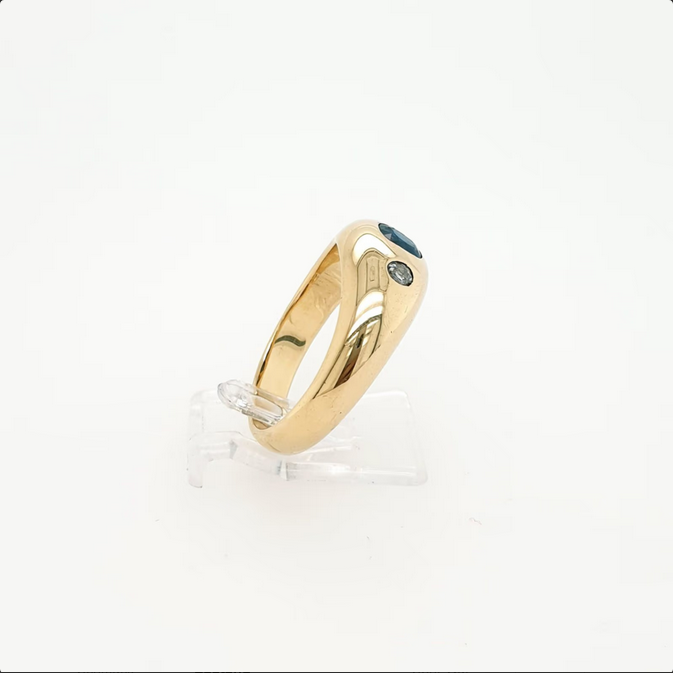 Bandring Gelbgold 585/14kt Saphir Brillanten Altschliff Gr.57