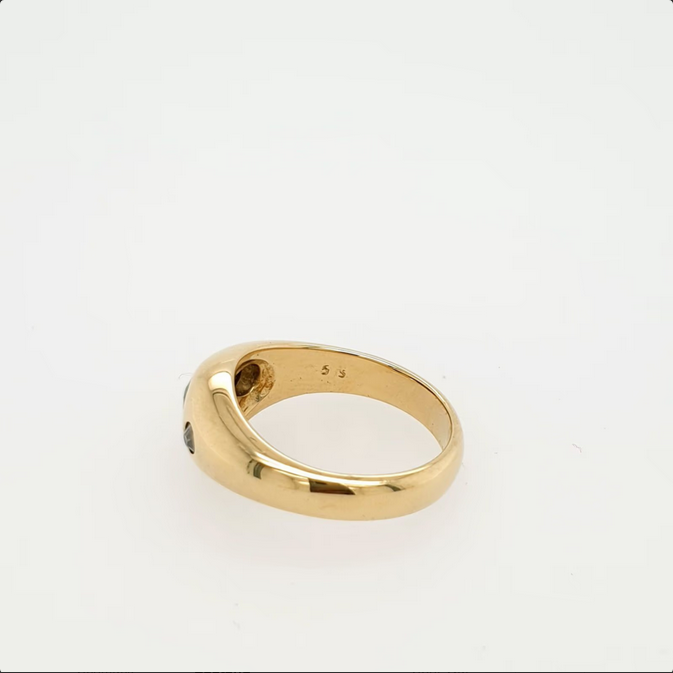 Bandring Gelbgold 585/14kt Saphir Brillanten Altschliff Gr.57