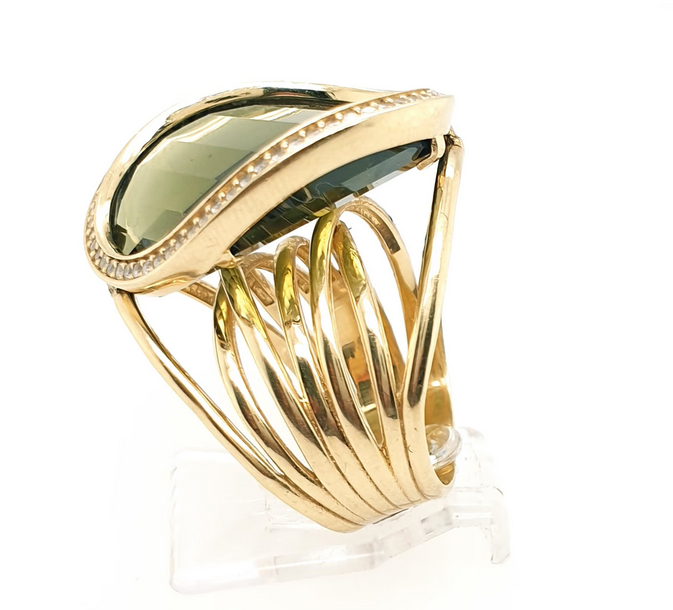 Ring Gelbgold Zirkon Glasstein 585/14kt Gr.57,5