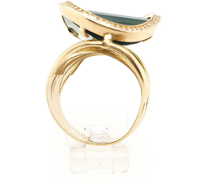 Ring Gelbgold Zirkon Glasstein 585/14kt Gr.57,5