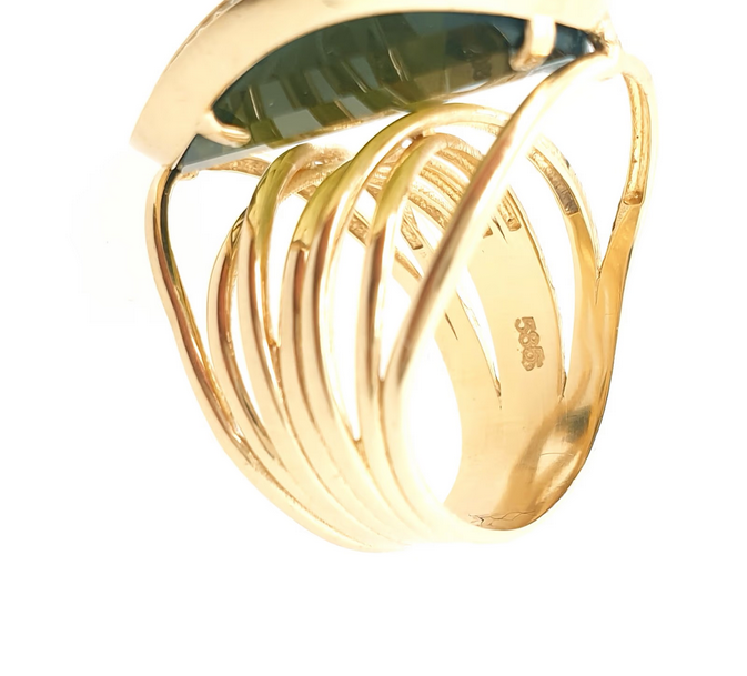 Ring Gelbgold Zirkon Glasstein 585/14kt Gr.57,5