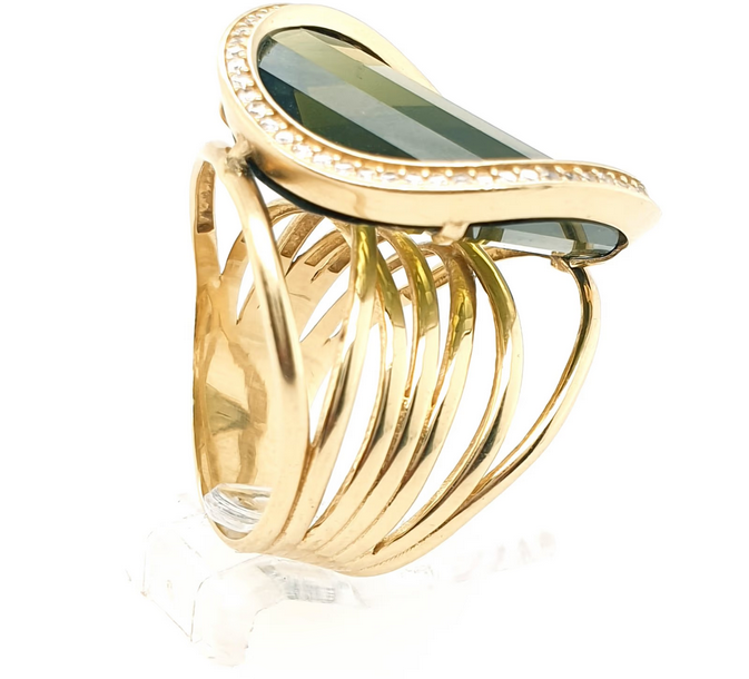 Ring Gelbgold Zirkon Glasstein 585/14kt Gr.57,5