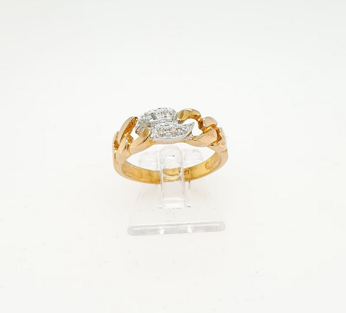 Ring Gelbgold Diamanten Ketten-Design 585/14kt Gr. 54