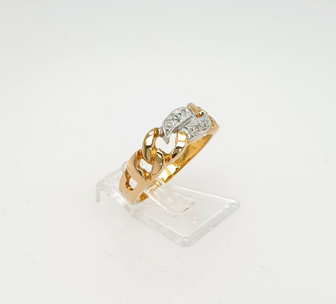 Ring Gelbgold Diamanten Ketten-Design 585/14kt Gr. 54