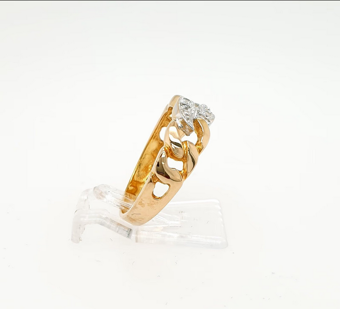 Ring Gelbgold Diamanten Ketten-Design 585/14kt Gr. 54