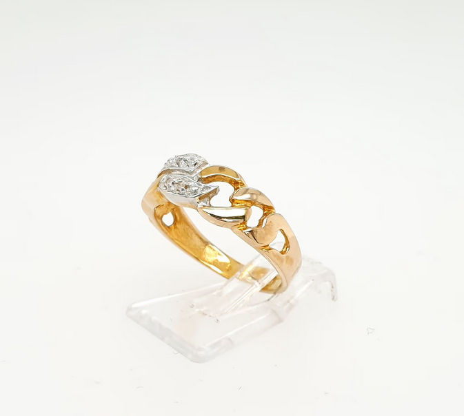 Ring Gelbgold Diamanten Ketten-Design 585/14kt Gr. 54