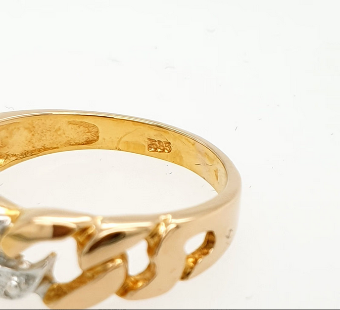Ring Gelbgold Diamanten Ketten-Design 585/14kt Gr. 54