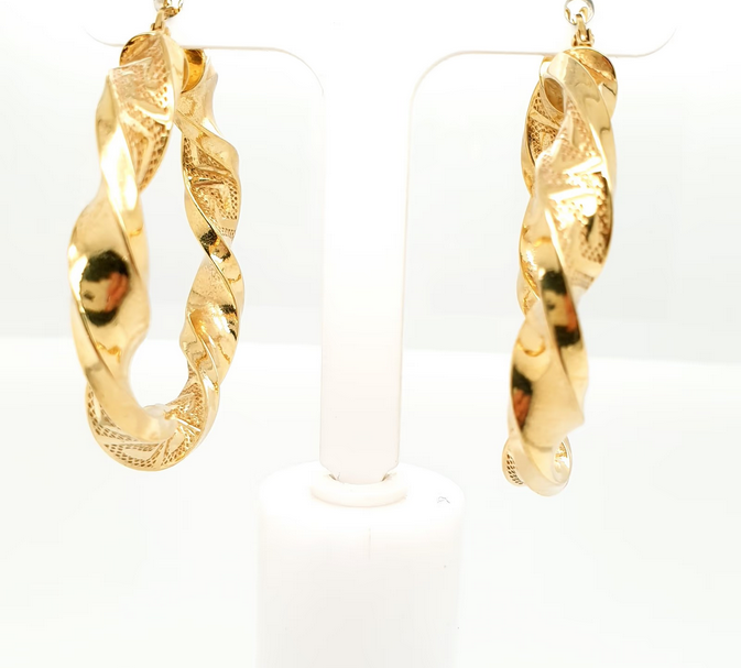 Creolen mit Mäandermuster Gelbgold 585 / 14 Karat