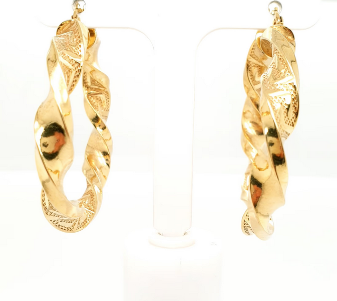 Creolen mit Mäandermuster Gelbgold 585 / 14 Karat