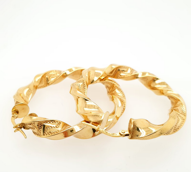 Creolen mit Mäandermuster Gelbgold 585 / 14 Karat