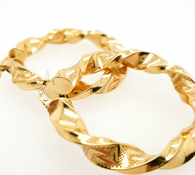 Creolen mit Mäandermuster Gelbgold 585 / 14 Karat