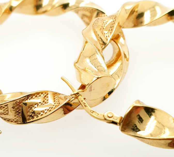 Creolen mit Mäandermuster Gelbgold 585 / 14 Karat