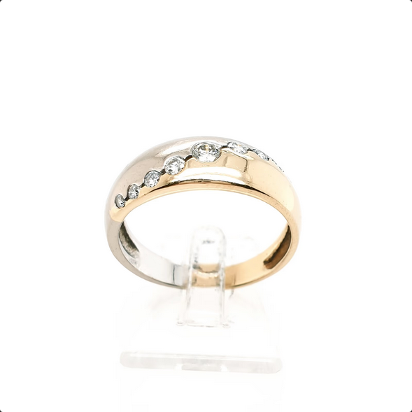 Damenring Gelbgold Weißgold Brillanten 585/14kt Gr. 57