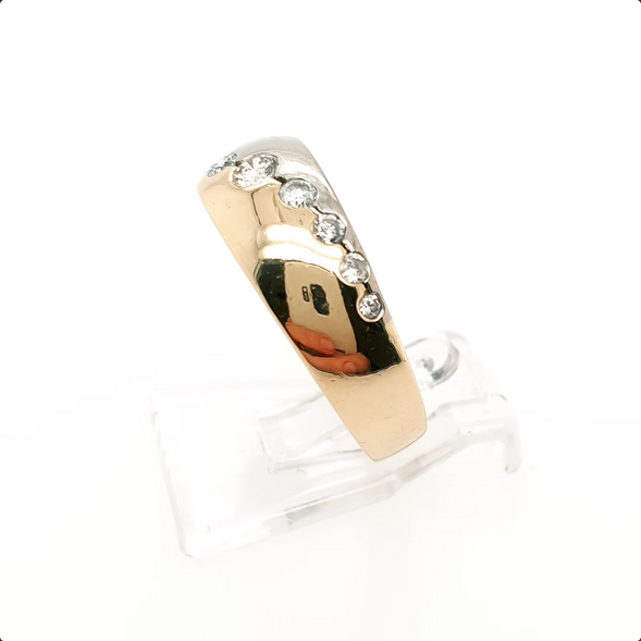 Damenring Gelbgold Weißgold Brillanten 585/14kt Gr. 57
