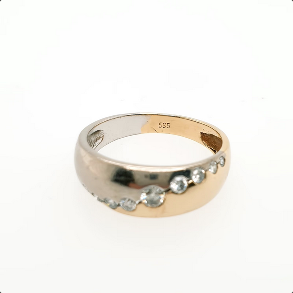 Damenring Gelbgold Weißgold Brillanten 585/14kt Gr. 57