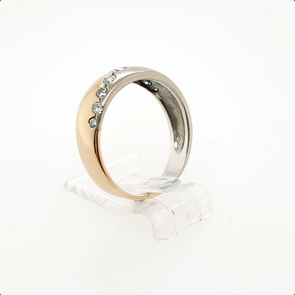 Damenring Gelbgold Weißgold Brillanten 585/14kt Gr. 57