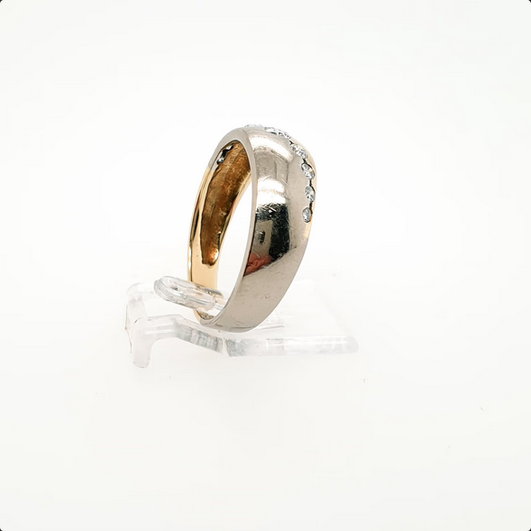 Damenring Gelbgold Weißgold Brillanten 585/14kt Gr. 57