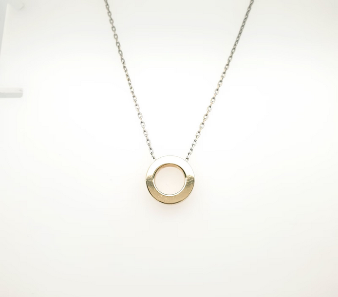 Ankerkette mit Anhänger Bicolor Gelbgold/Weißgold 585