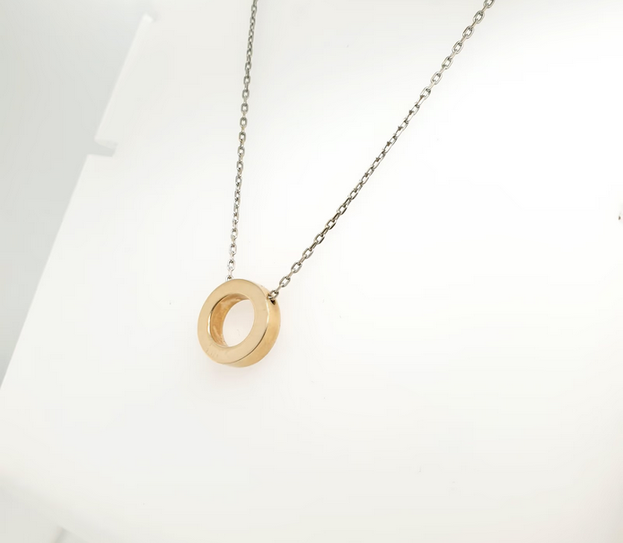 Ankerkette mit Anhänger Bicolor Gelbgold/Weißgold 585