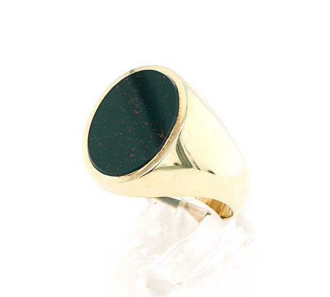 Klassischer Heliotrop Ring 585 Gelbgold 14 kt Herrenring Gr.60