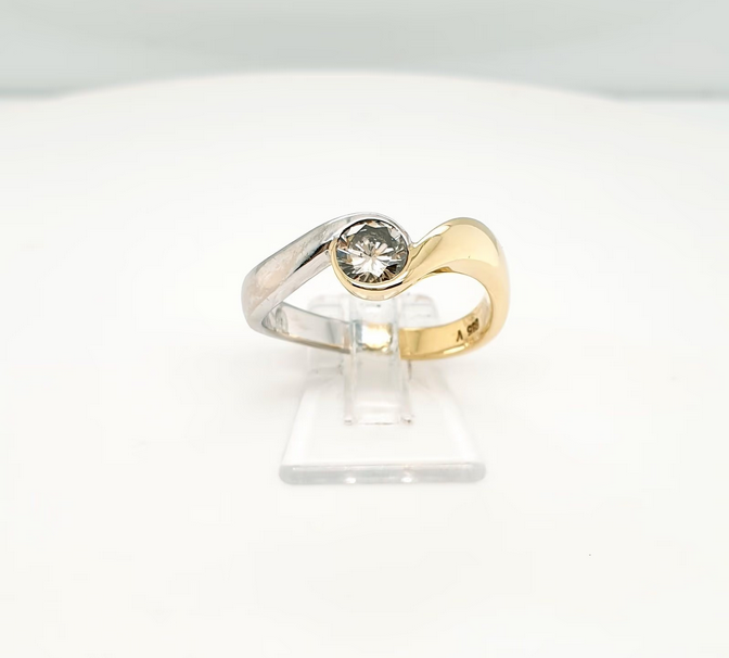 Brillantring Halbkaräter in Bicolor 585er Gelb-/Weißgold | Gr.58