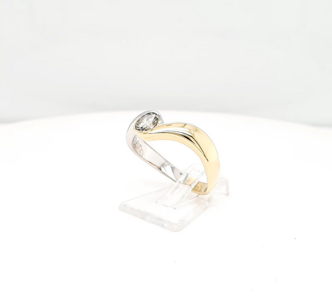 Brillantring Halbkaräter in Bicolor 585er Gelb-/Weißgold | Gr.58