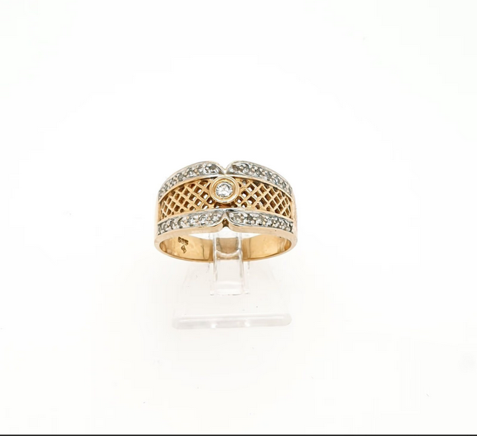 Damenring Gelbgold Weißgold 585/14kt Brillant Diamanten Gr. 57