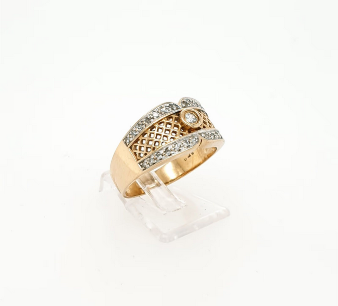 Damenring Gelbgold Weißgold 585/14kt Brillant Diamanten Gr. 57