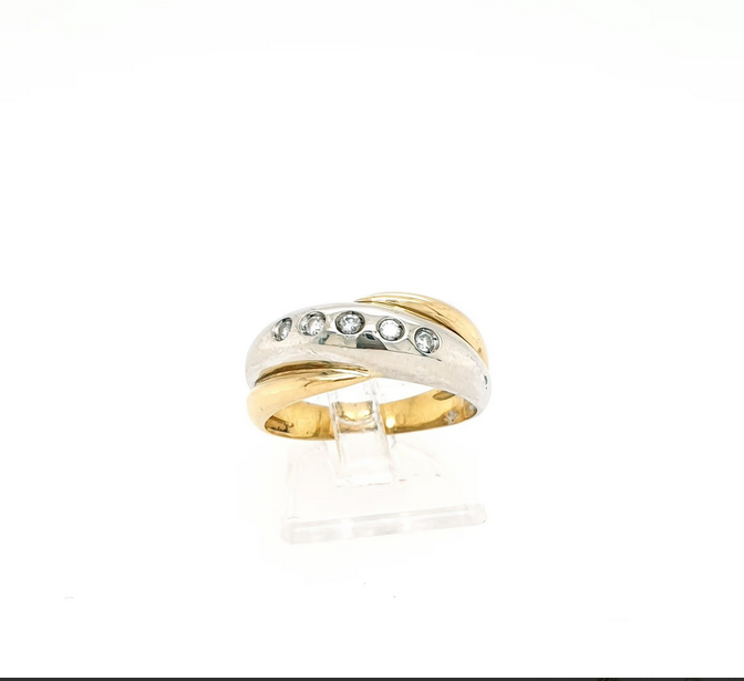 Ring Gelbgold Weißgold 750/18kt Brillanten Gr. 53