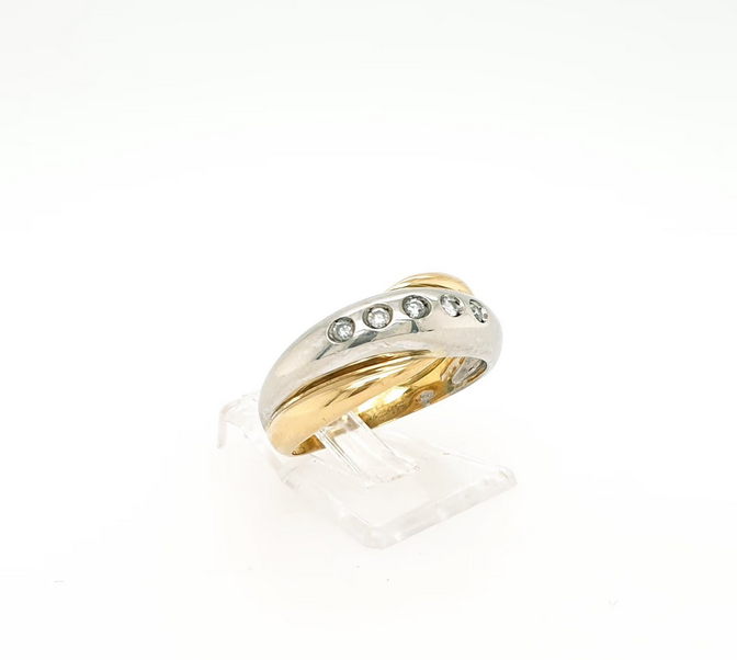 Ring Gelbgold Weißgold 750/18kt Brillanten Gr. 53