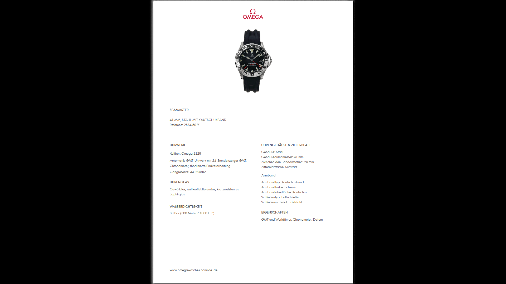 Omega Seamaster GMT 50th Anniversary 41mm 2834.50.91 Stahl Kautchukband Neutrale Uhren Box
