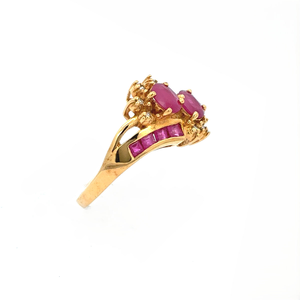 Ring Gelb Gold 333 8K Unisex Schmuckstein Magenta