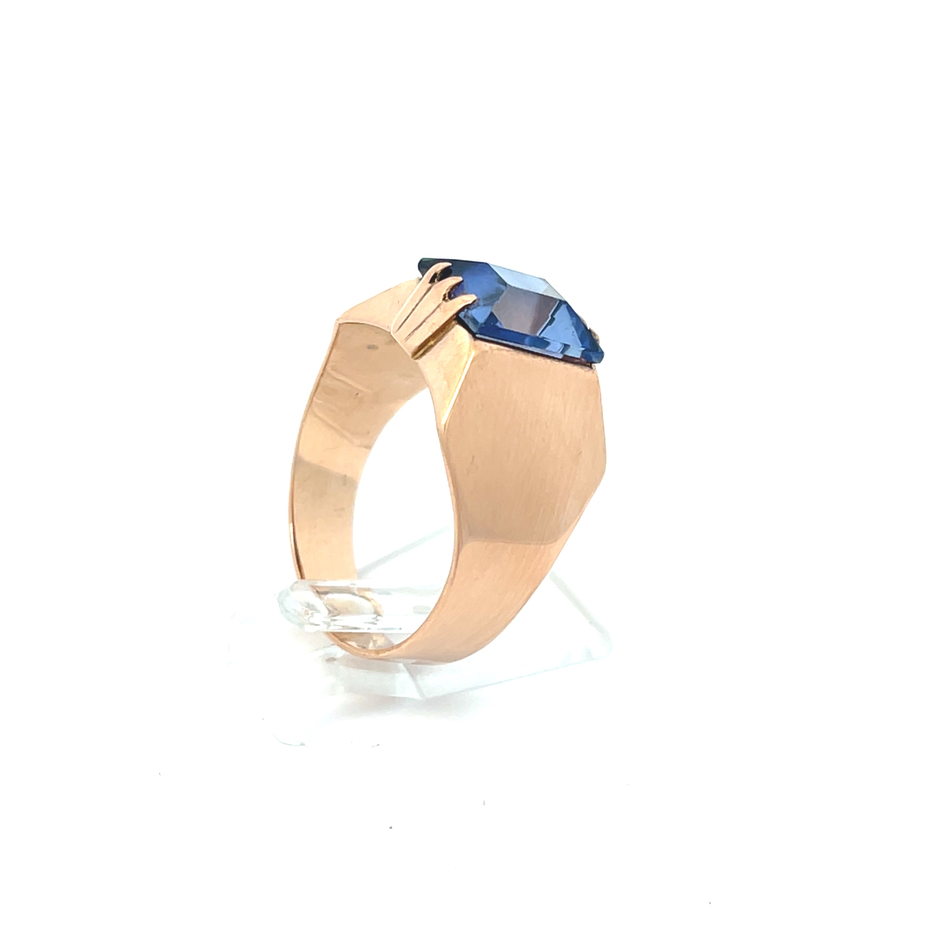 Ring Rotgold 585 14 Karat mit Farbstein blau