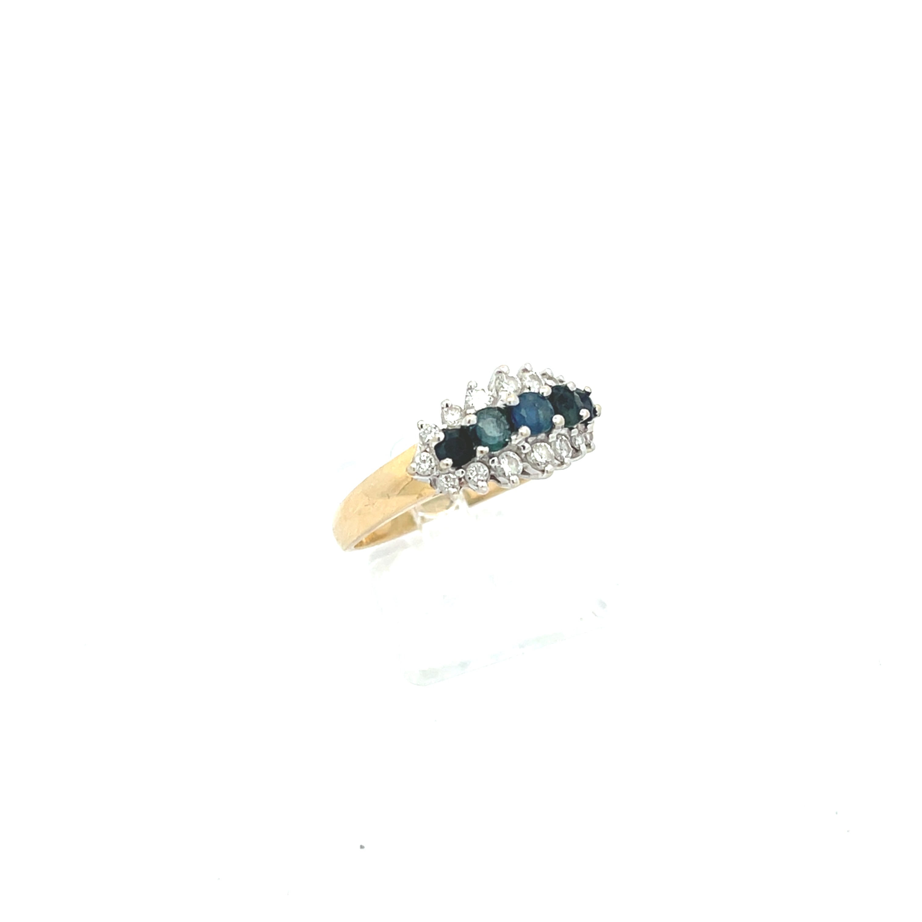 Brillant Damenring Gelbgold 585 14 Karat mit Farbsteinen Blau