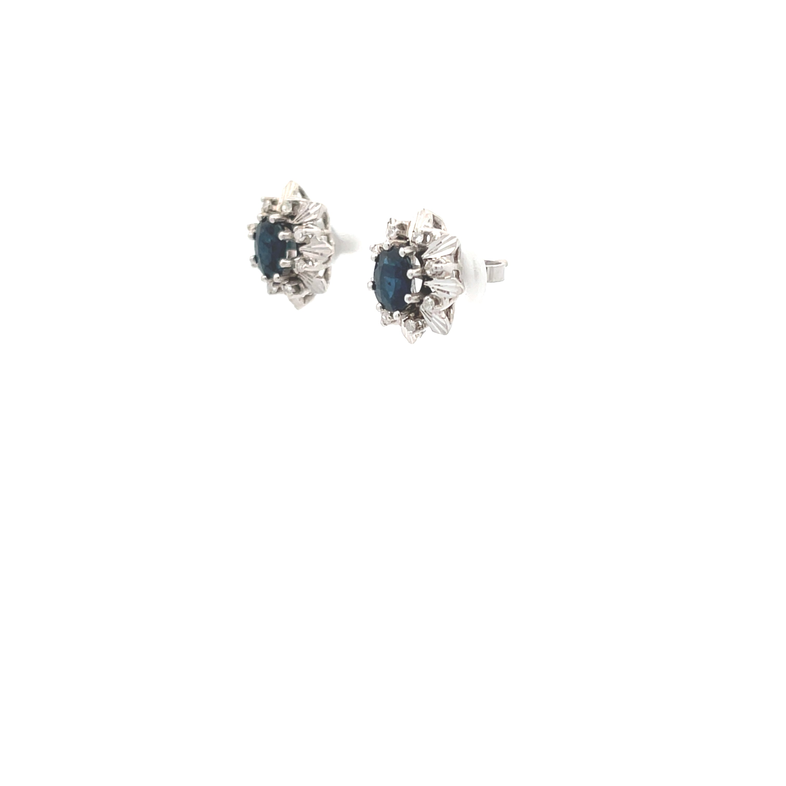 Diamanten Ohrringe Weiß Gold 585 14 Karat Farbstein blau