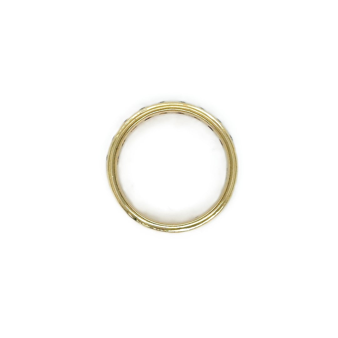 Halb-Memoire-Ring Gelbgold 585 14kt Gr.60 mit Brillanten