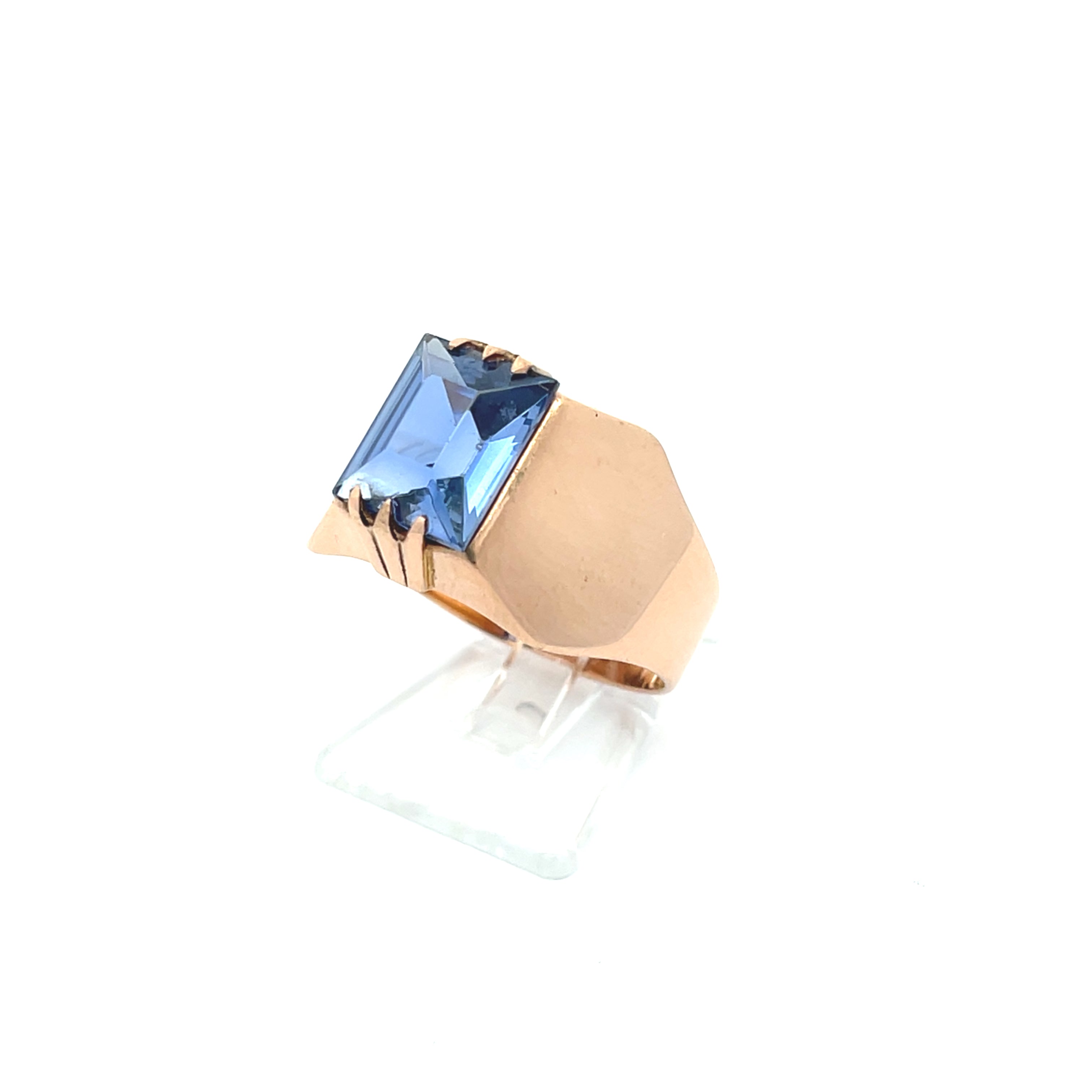 Ring Rotgold 585 14 Karat mit Farbstein blau