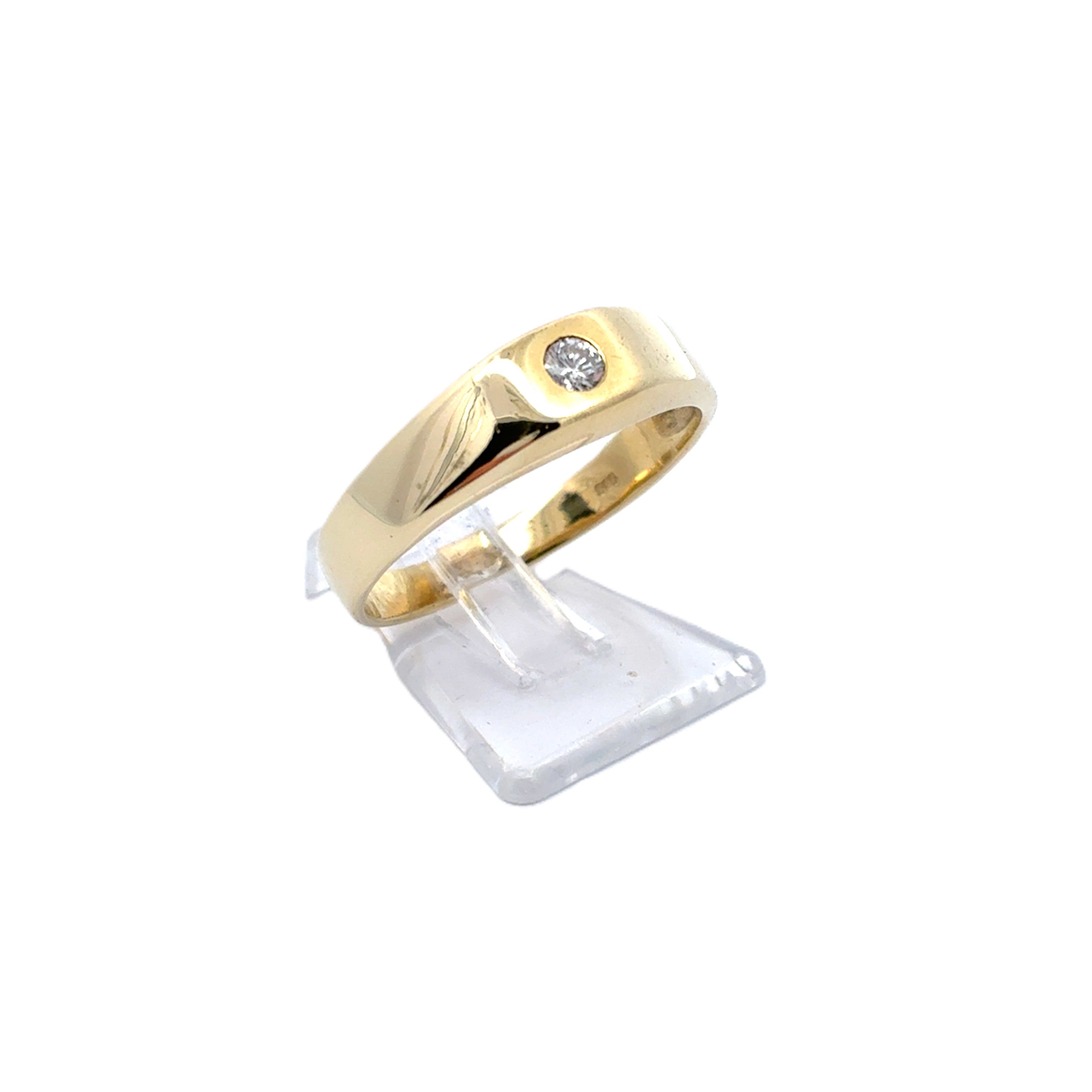 Damen Ring Gelb Gold 585 / 14 kt Brillant *58*