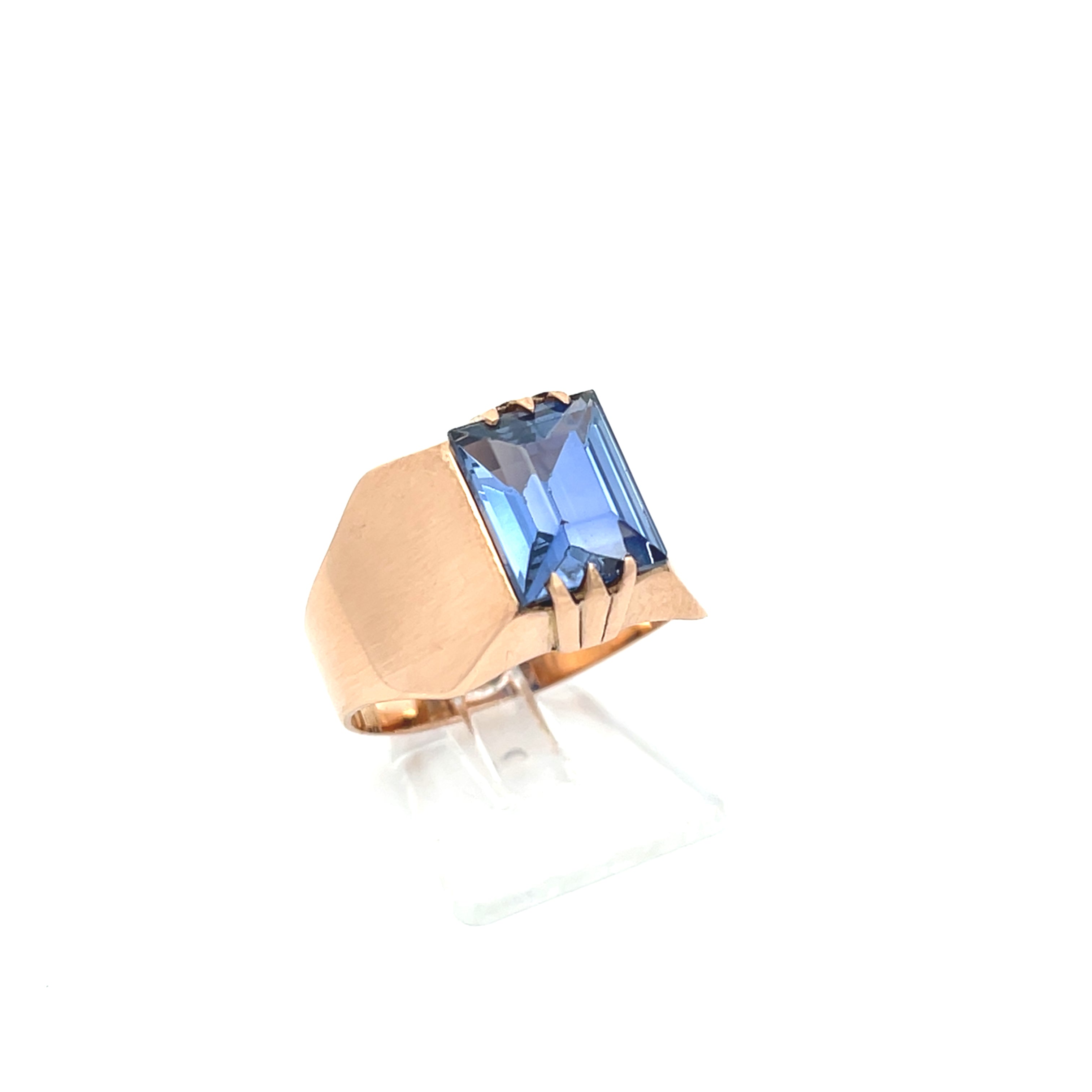 Ring Rotgold 585 14 Karat mit Farbstein blau