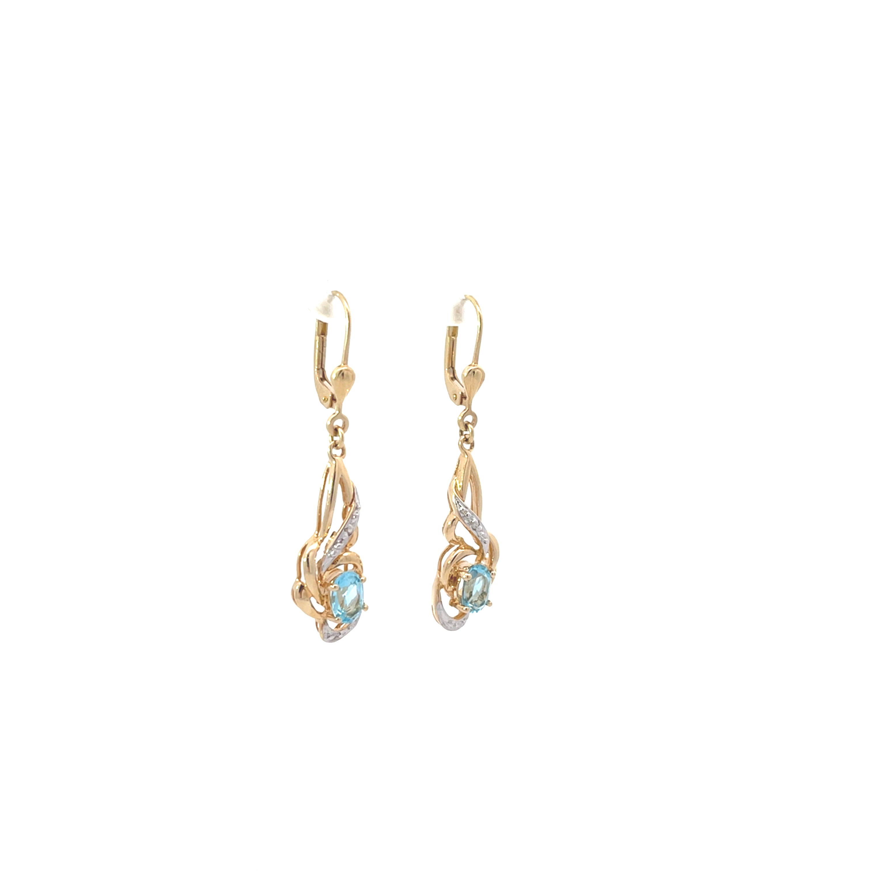 Ohrring Gold 585 14 Karat mit Farbsteinen blau