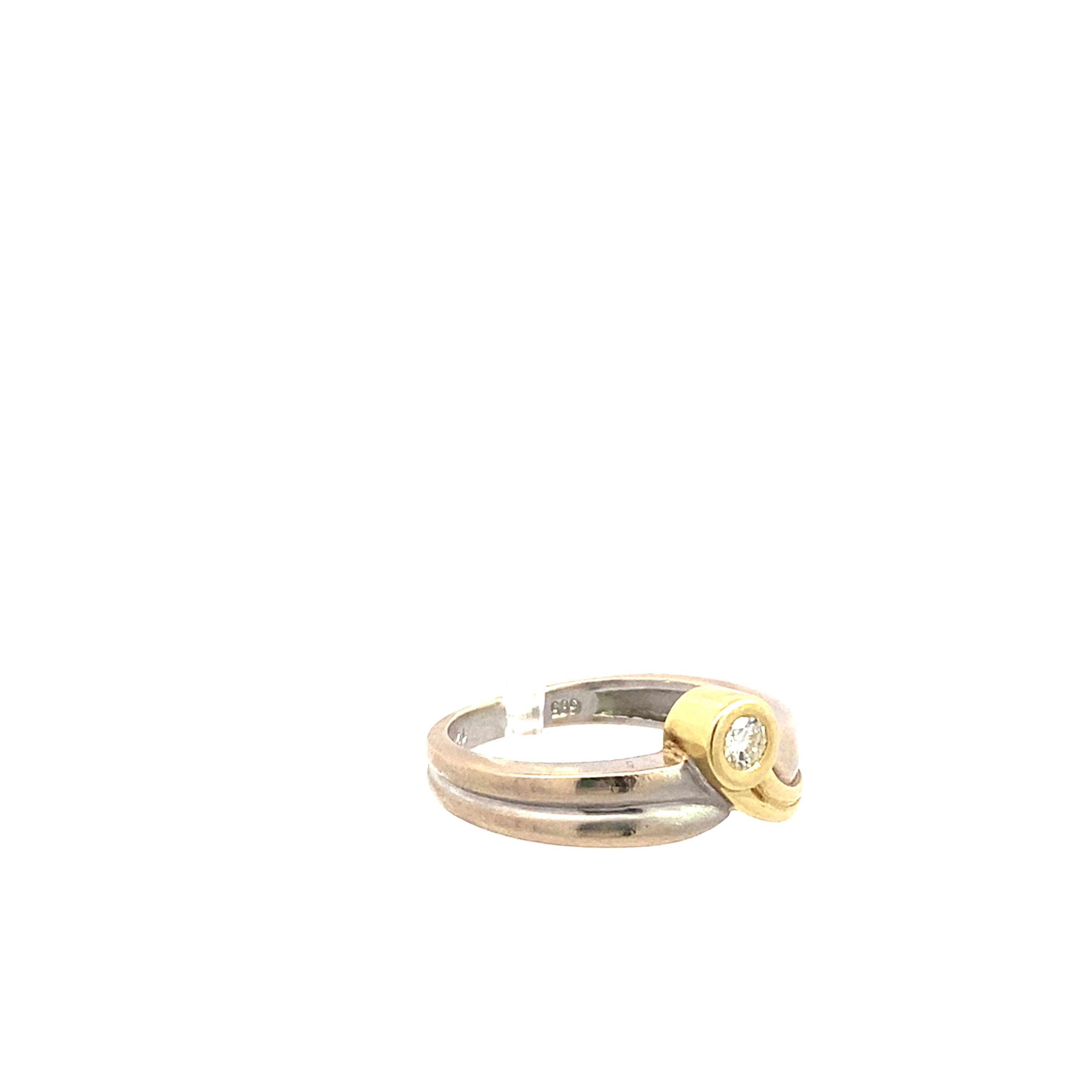 Ring Weißgold/Gelbgold 585/14 Karat mit kleinen Brilliant