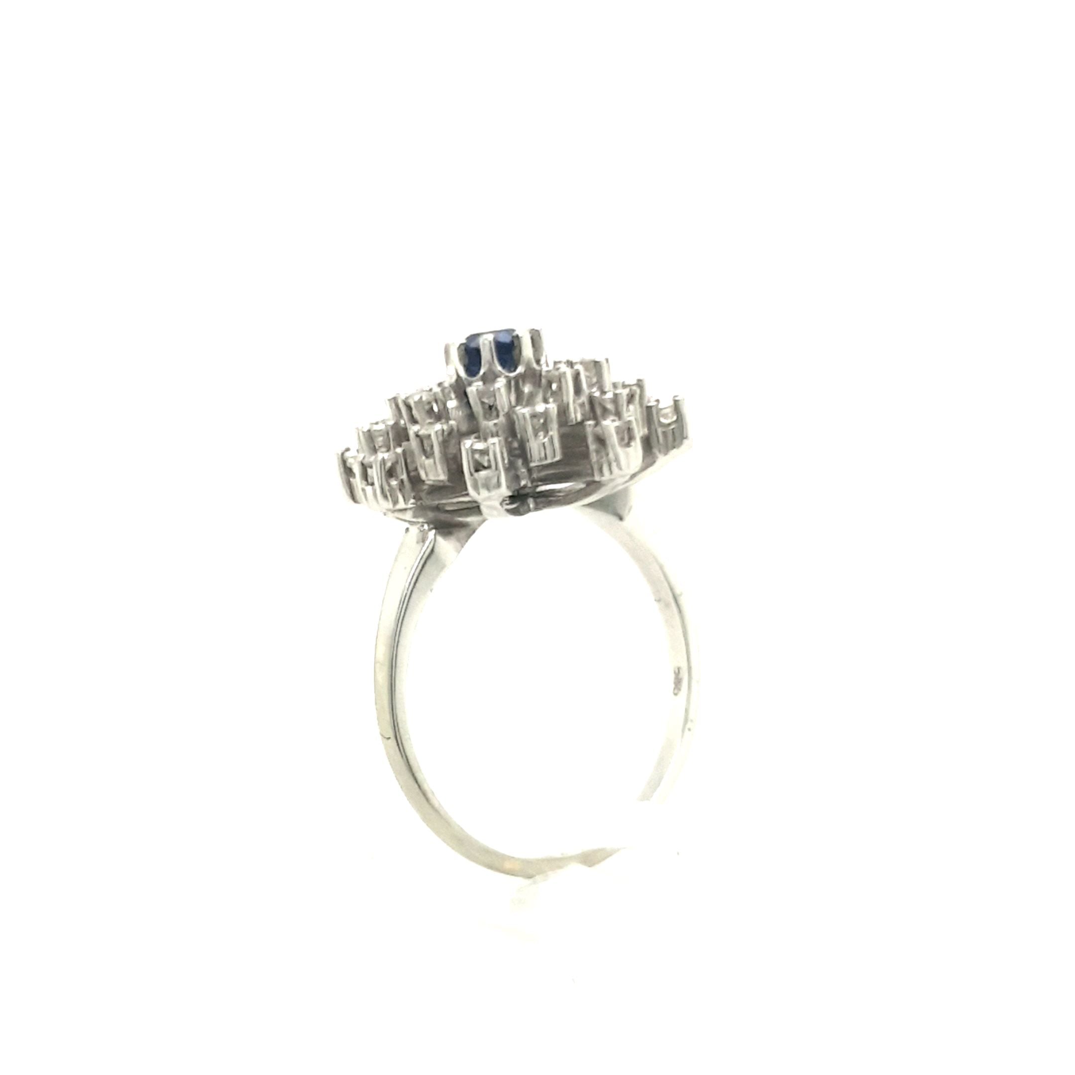 Saphir Brillant Ring Weißgold 585 14kt Gr. 56 mit 24 Brillanten