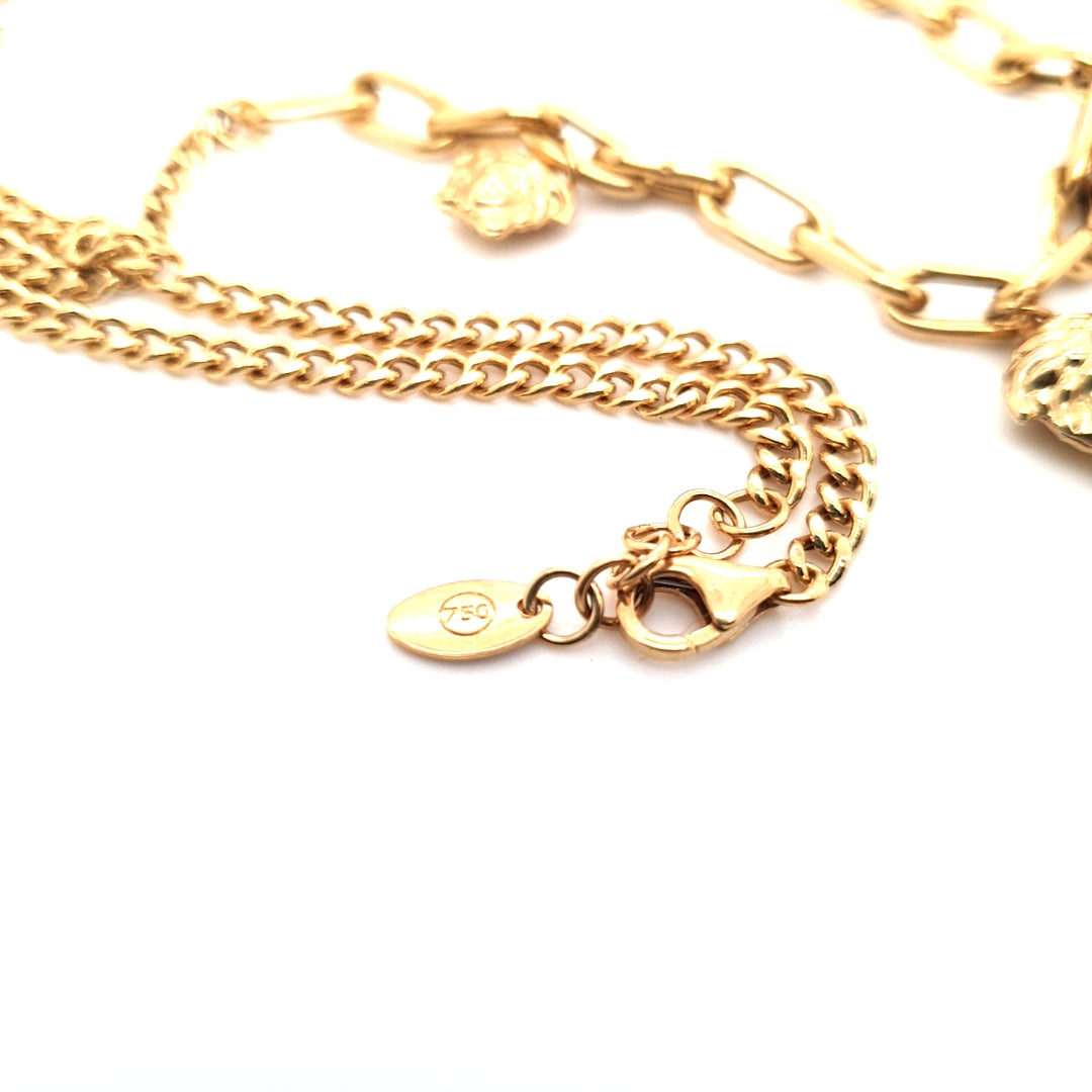 Damen Collier Gelbgold 750 18 kt Medusaanhänger