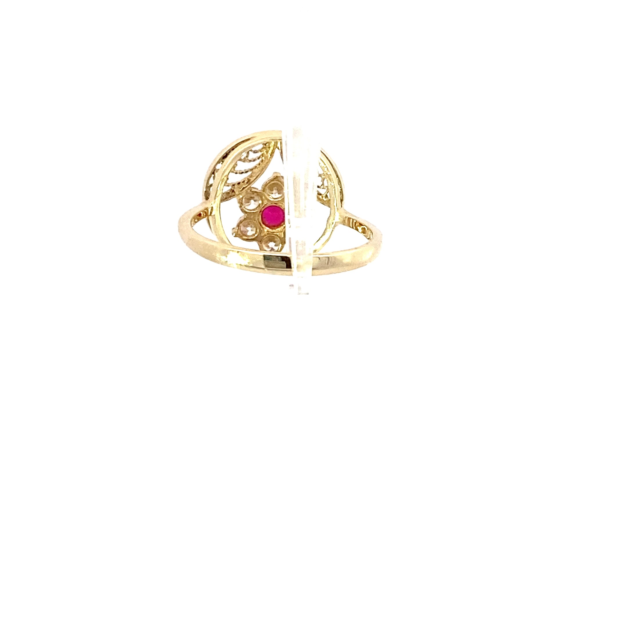 Ring Gelbgold 585/14 Karat mit rotem Farbstein