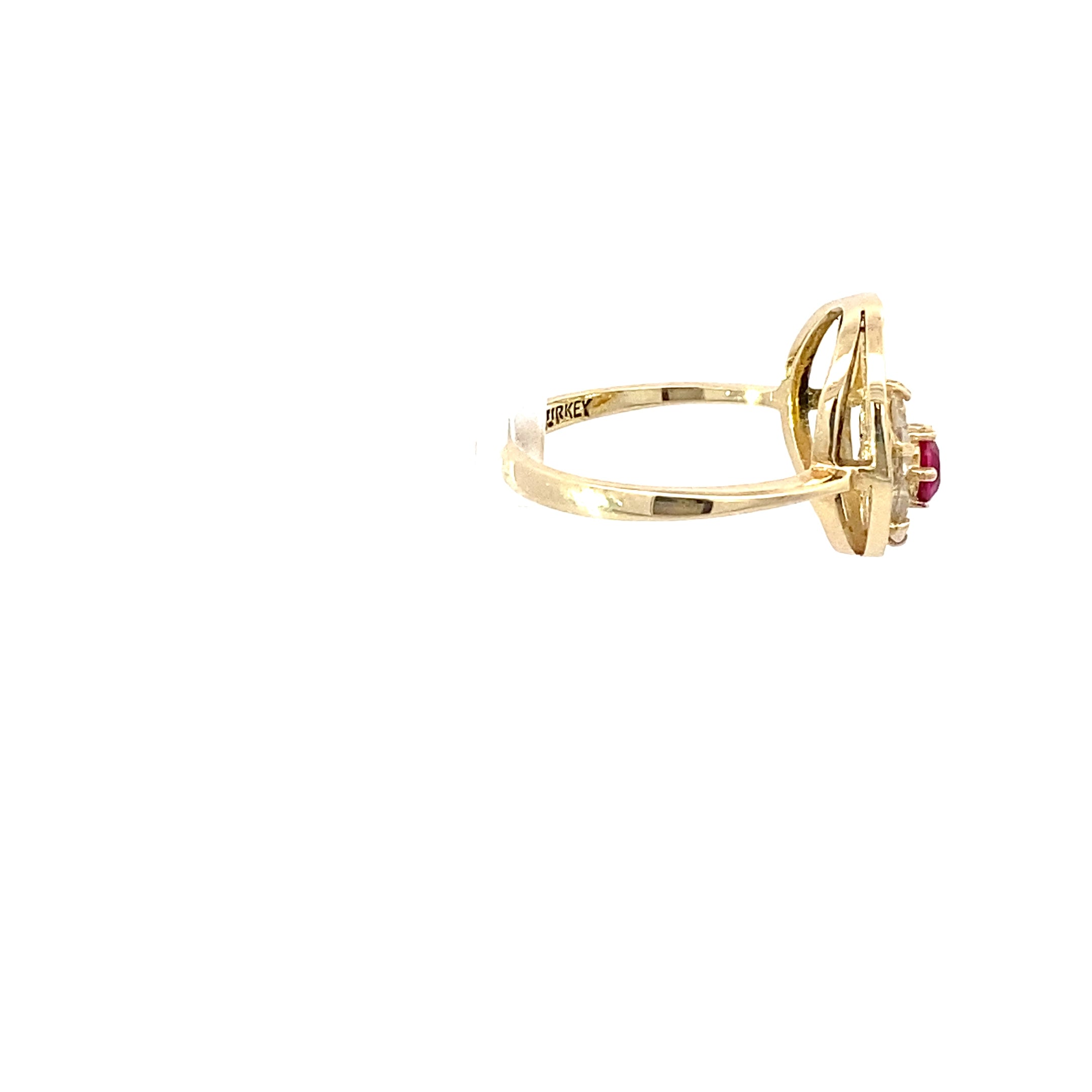 Ring Gelbgold 585/14 Karat mit rotem Farbstein